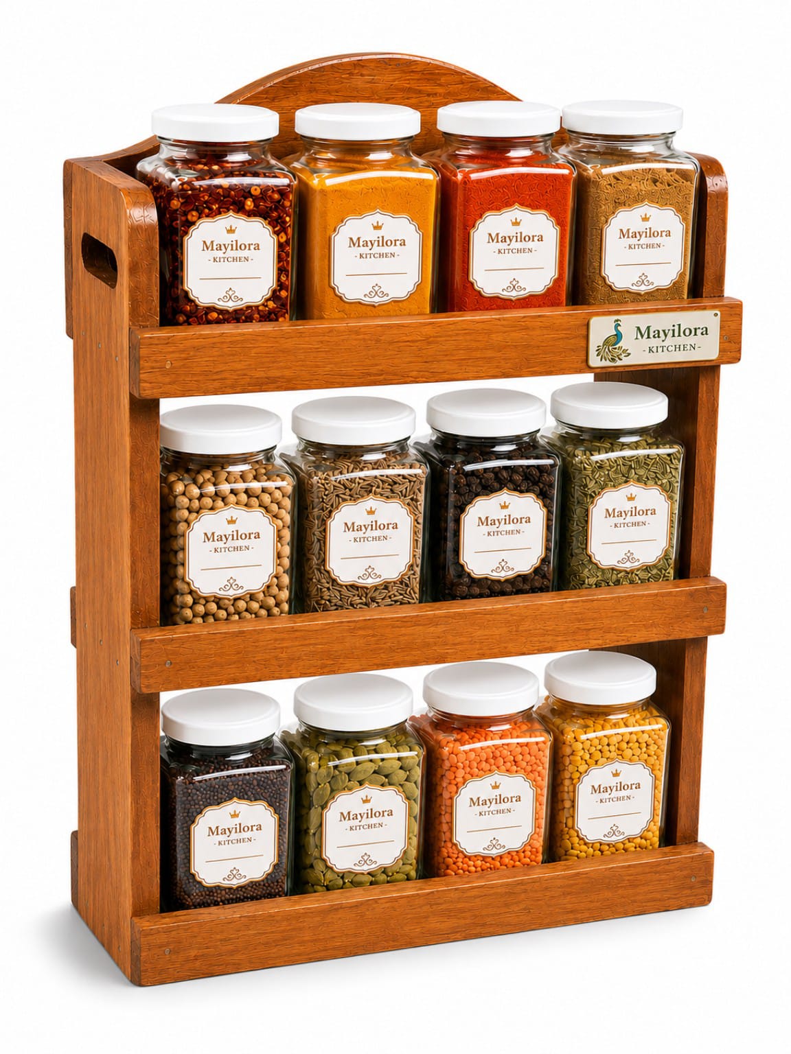 Premium Wooden Masala Rack — front angle