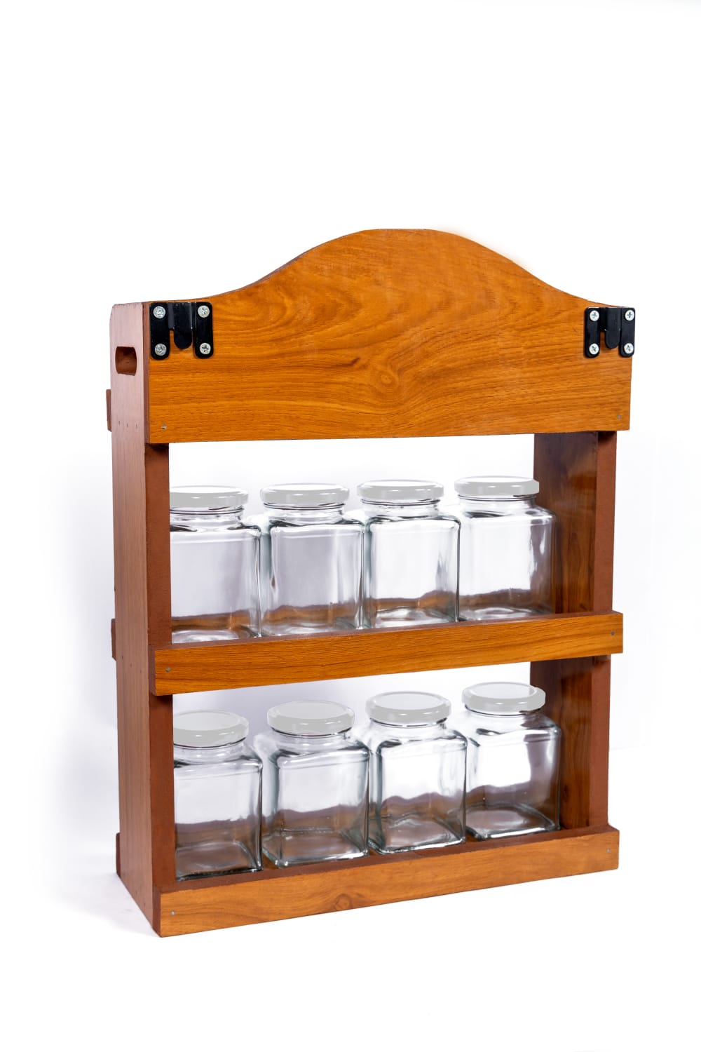 Two-tier wooden jar rack